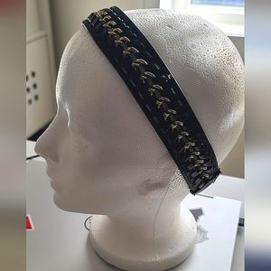Asos Black Leather Gold Chain Braided headband